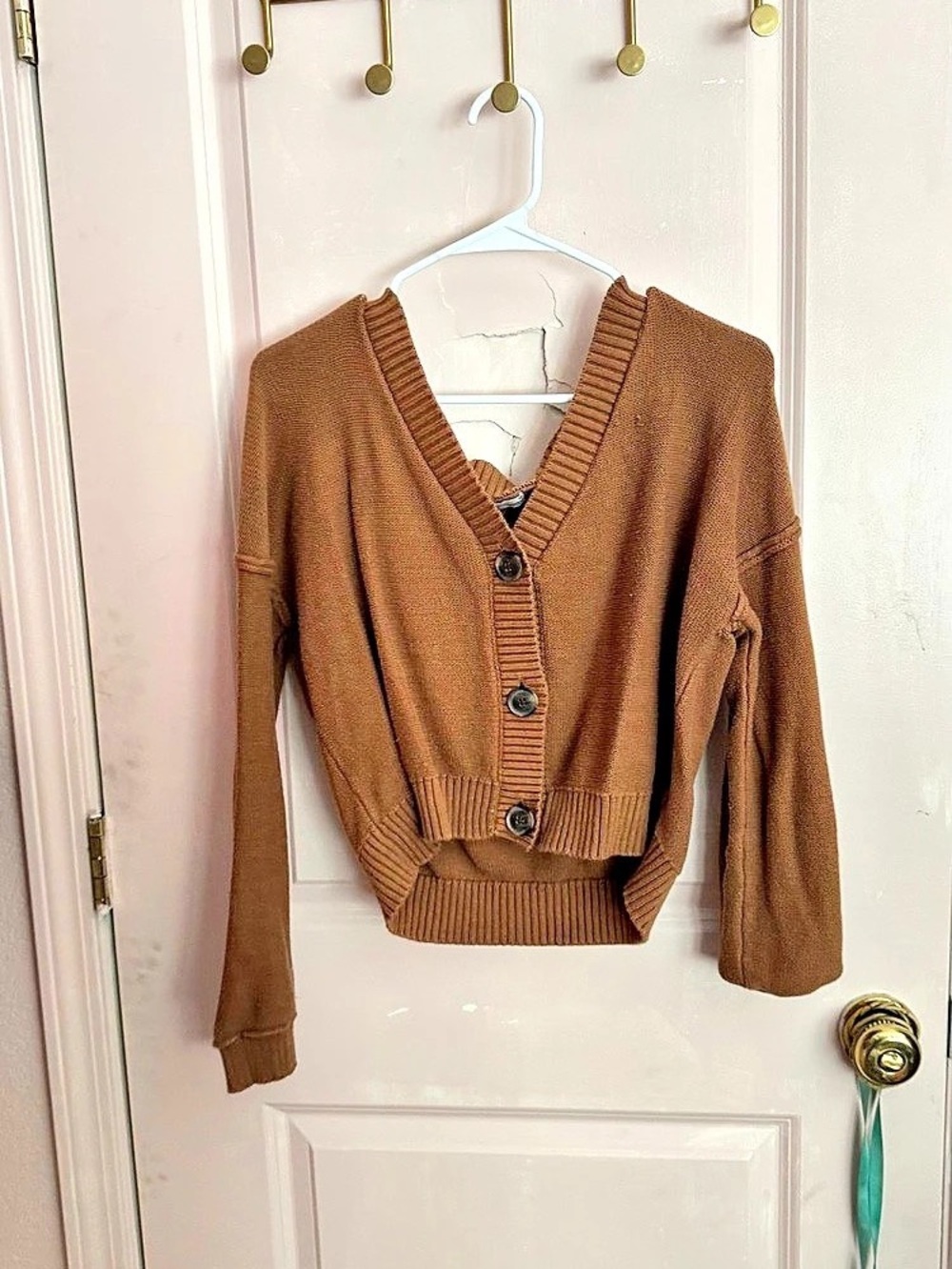 SO Brown V-Neck Button Front Sweater